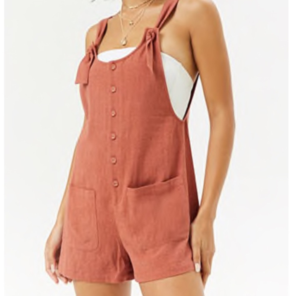 Forever 21 Linen-Blend Button-Front Romper